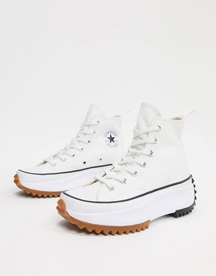 Converse Run Star Hike Hi canvas platform sneakers in white